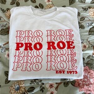 Pro Roe White Graphic Tee with Red Print